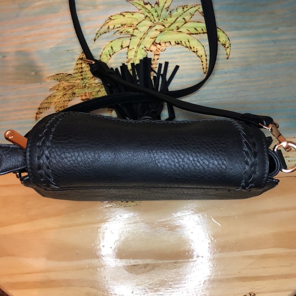 Black Leather Crossbody with Front Tassel - Picture 3 of 15